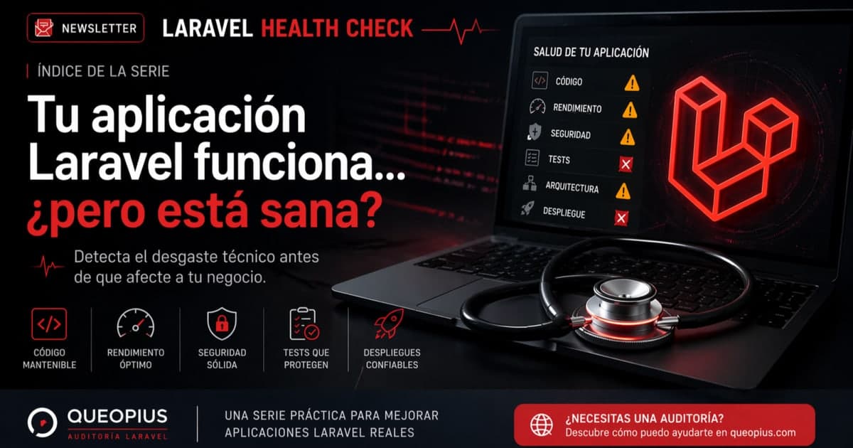 Imagen destacada del artículo Tu aplicación Laravel funciona pero está sana publicado en LinkedIn por Queopius