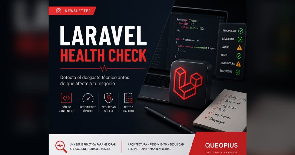 Imagen destacada de la serie Laravel Health Check publicada en LinkedIn por Queopius